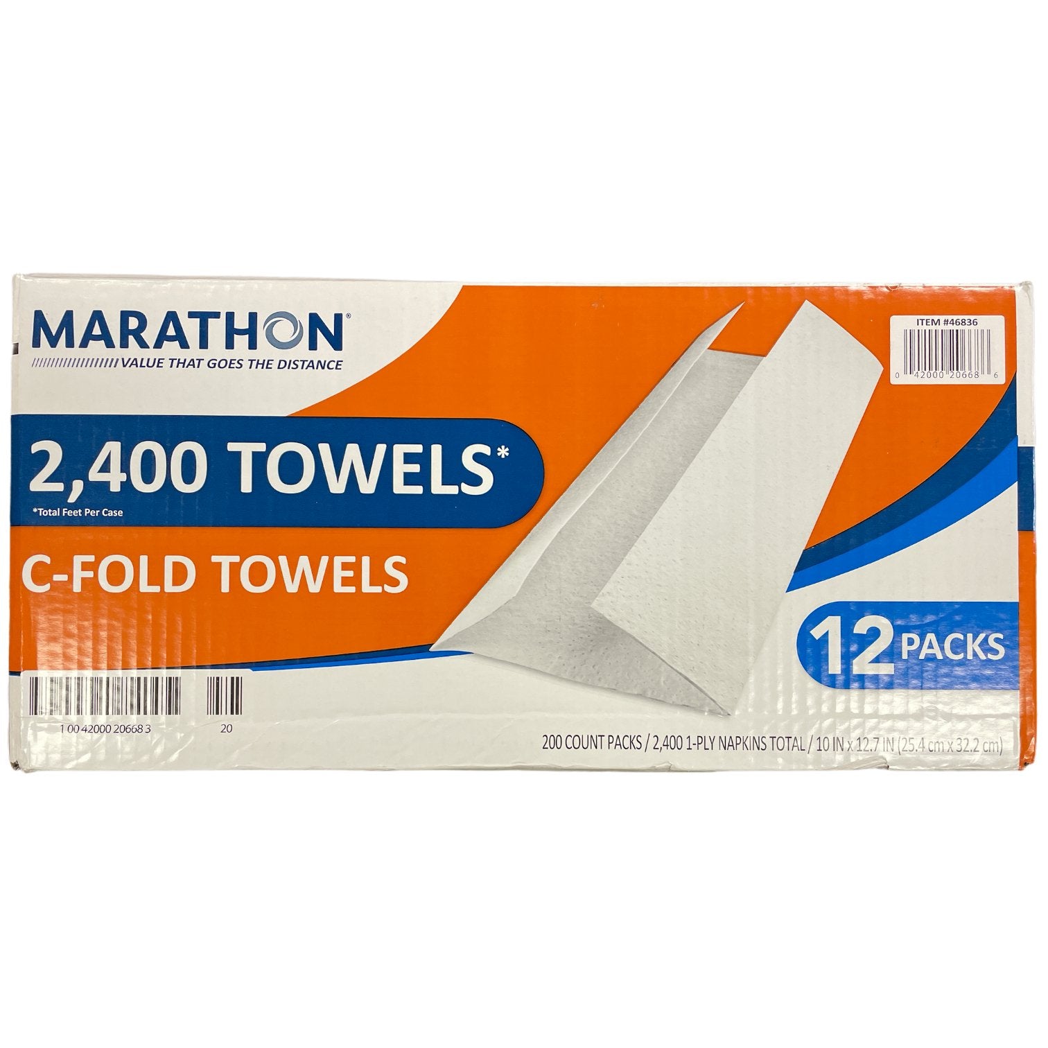 Marathon C-Fold 1-Ply White Paper Towels, 10