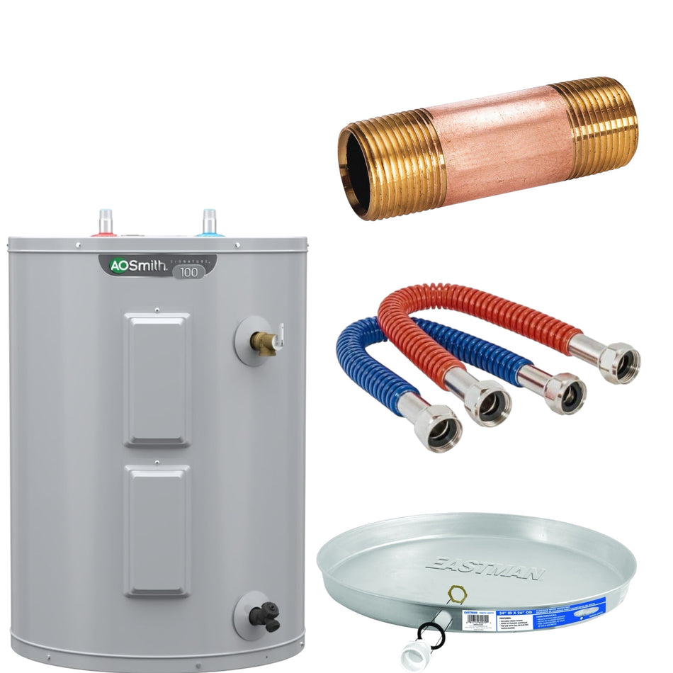 28-Gallon Electric Lowboy Water Heater Bundle with Installation Kit