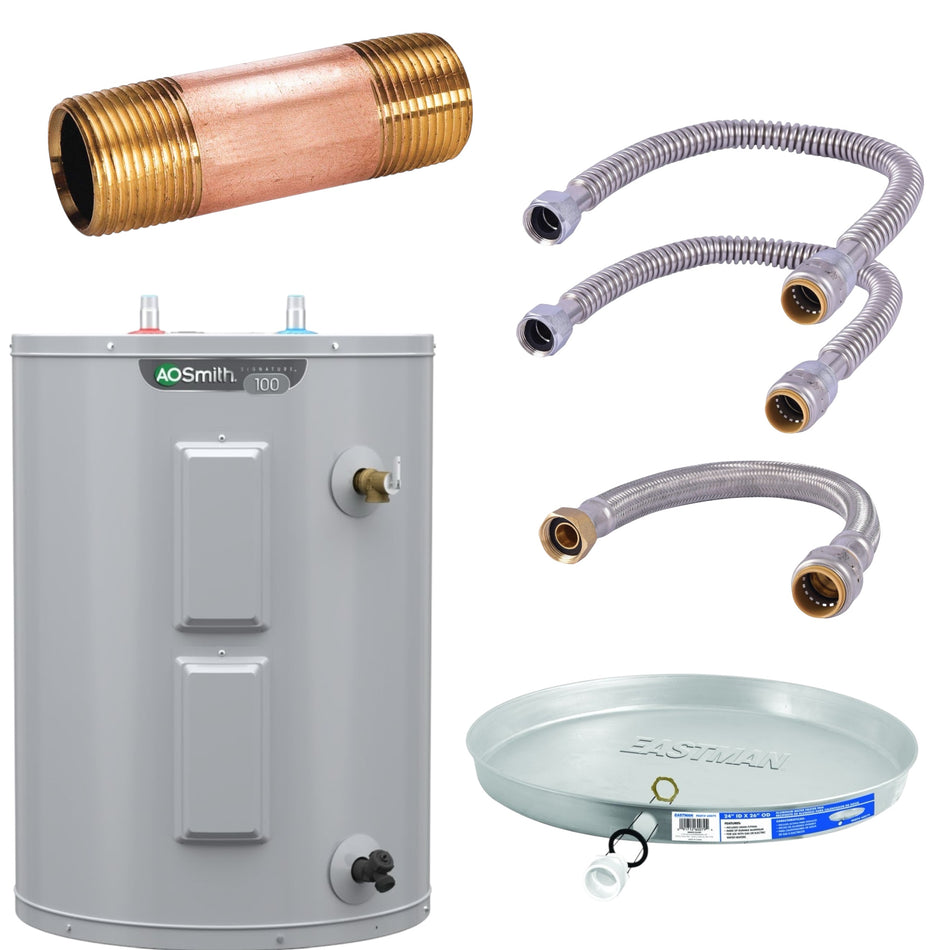 28-Gallon Electric Lowboy Water Heater Bundle with Installation Kit