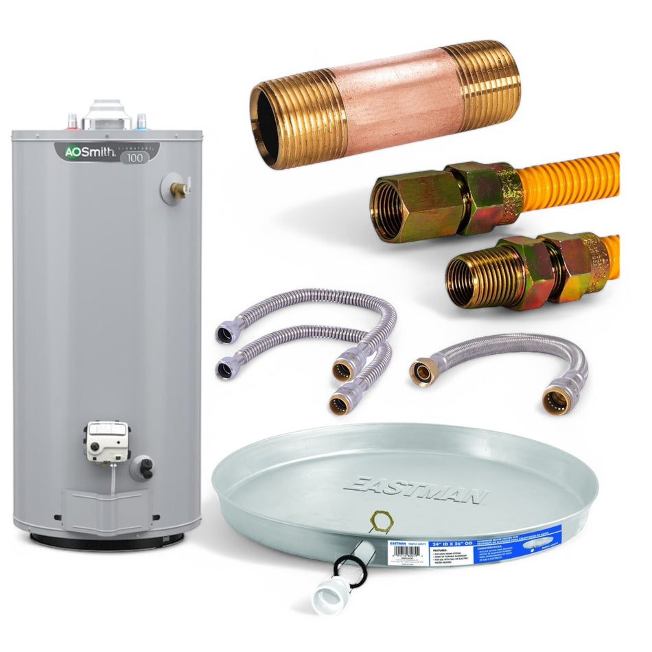 30-Gallon Short Gas Water Heater Bundle with Installation Kit