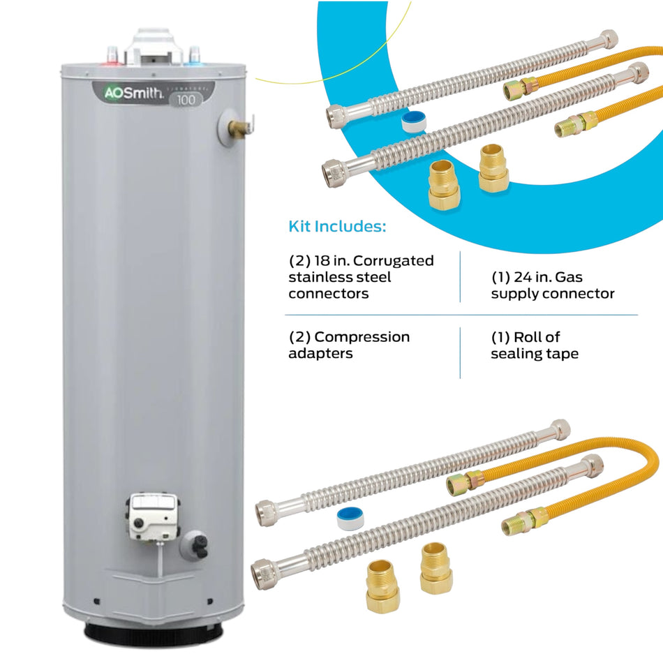 40-Gallon Gas Water Heater Bundle with Installation Kit