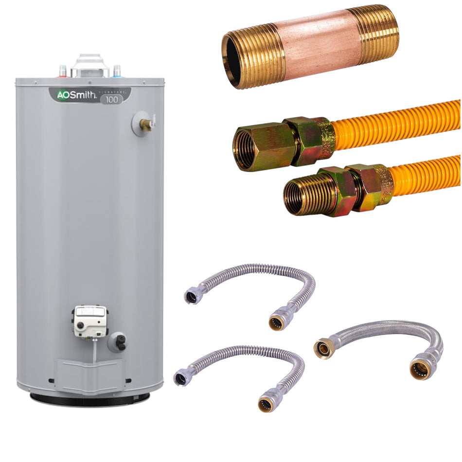 40-Gallon Short Gas Water Heater Bundle with Installation Kit