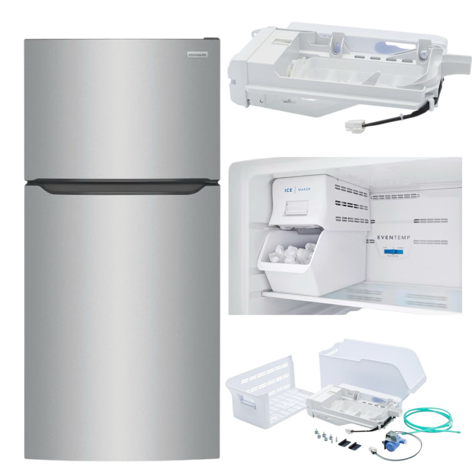 Frigidaire 18.3-cu ft Top-Freezer Glass Shelf Refrigerator (Stainless Steel) with Ice Maker Bundle