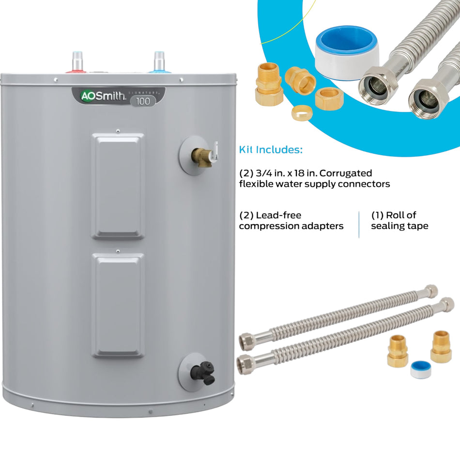 38-Gallon Electric Lowboy Water Heater Bundle with Installation Kit