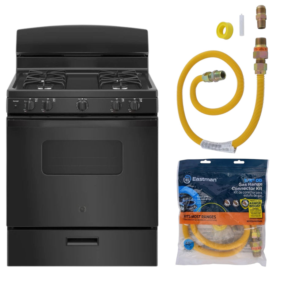 GE Gas Black Range with Installation Kit