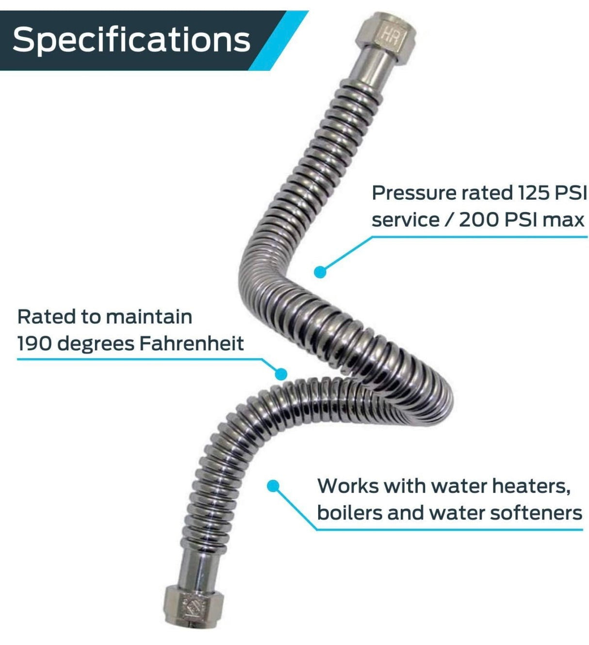 HoldRite QuickFlex 1 Inch FIP x 3/4 Inch FIP x 18 Inch Water Heater Connector