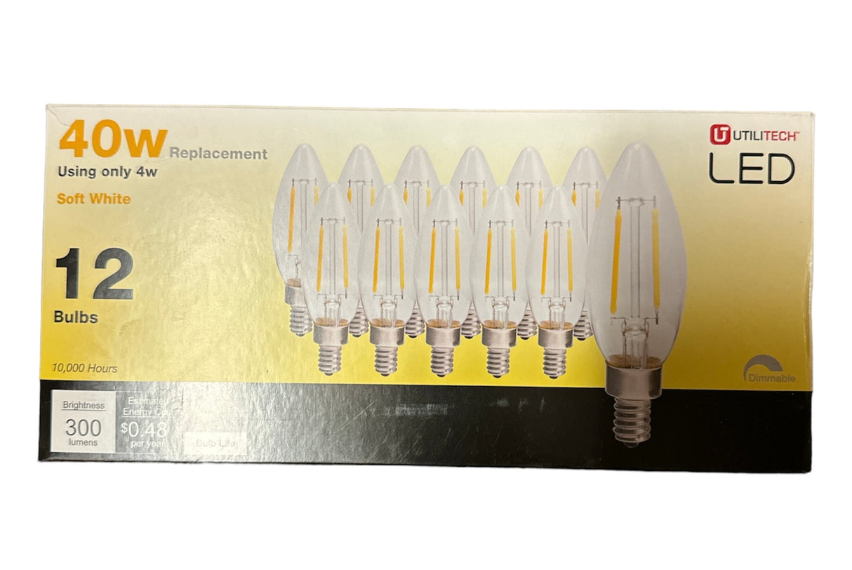 Paquete de 12 bombillas LED regulables para vela equivalente a 40 W