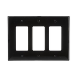 Eaton 3-Gang Midsize Black Polycarbonate Indoor Decorator Wall Plate