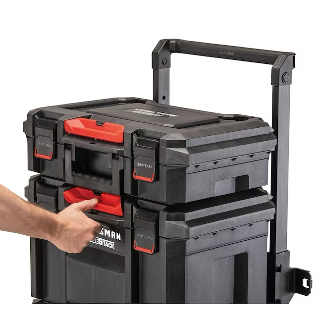 CRAFTSMAN TRADESTACK System 22-in Black Plastic Wheels Lockable Tool Box