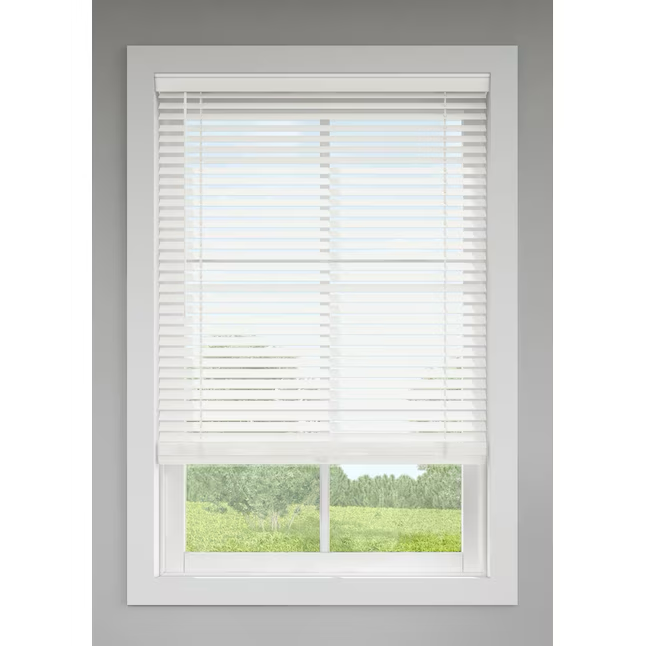 LEVOLOR Trim+Go 2-in Slat Width 31-in x 72-in Cordless White Faux Wood Room Darkening Horizontal Blinds