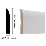 RELIABILT 15/32-in x 3-1/4-in x 12-ft Modern Primed MDF 713 Baseboard Moulding