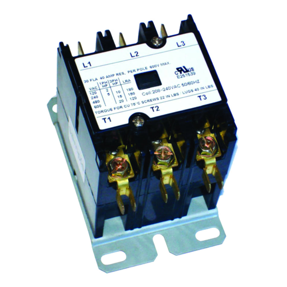 Contactor de propósito definido Eastman de 40 amperios, 3 polos, 240 voltios