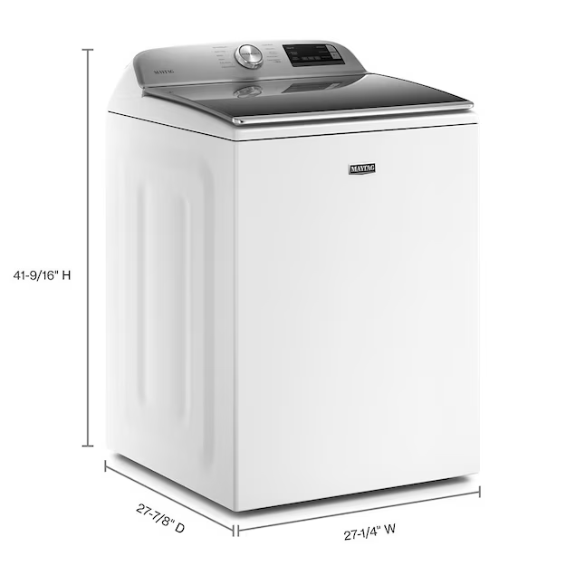 Lavadora de carga superior inteligente con agitador de alta eficiencia Maytag Smart Capable de 4.7 pies cúbicos (blanca)