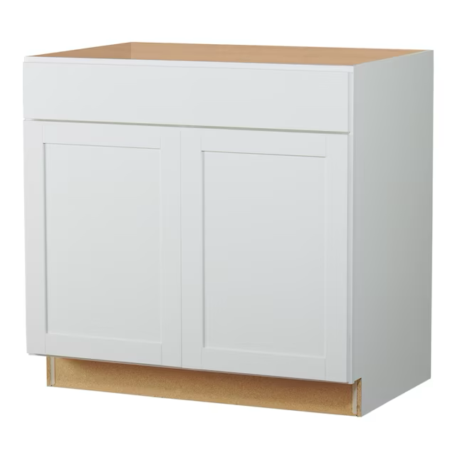 Diamond NOW Arcadia 36-in W x 35-in H x 23.75-in D White Sink Base Fully Assembled Cabinet (Recessed Panel Shaker Door Style)