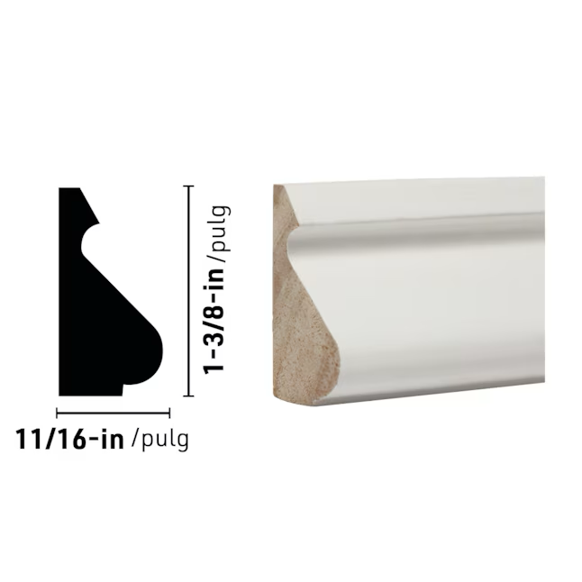 RELIABILT 11/16-in 8-ft Traditional Primed Pine Base Cap Moulding