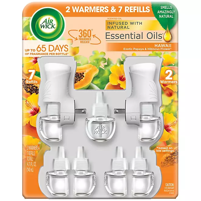 Air Wick Scented Oil Air Freshener Kit, Hawaii (2 Warmers + 7 Refills)