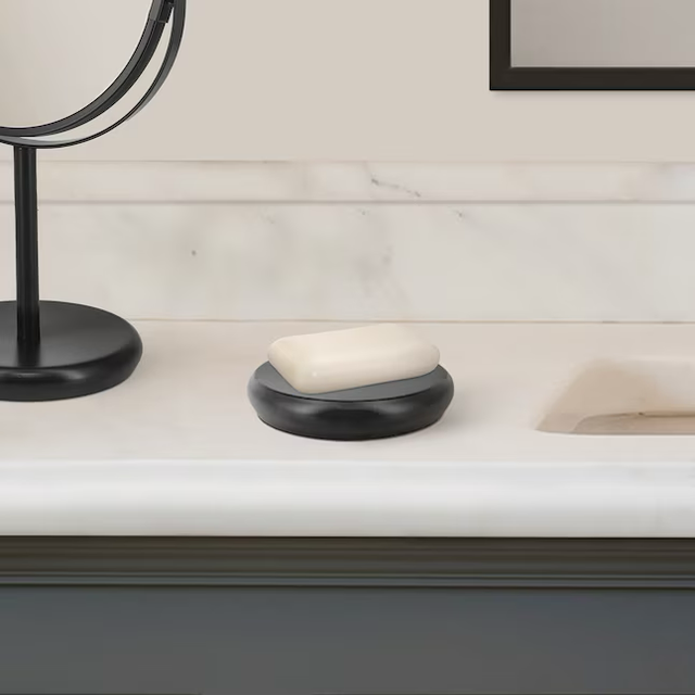 allen + roth Matte Black Stainless Steel Soap Dish