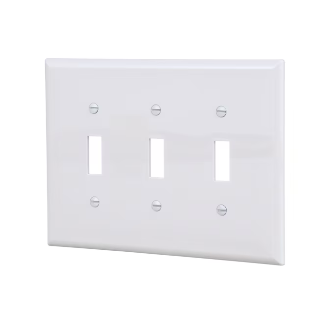 Eaton 3-Gang Midsize White Polycarbonate Indoor Toggle Wall Plate