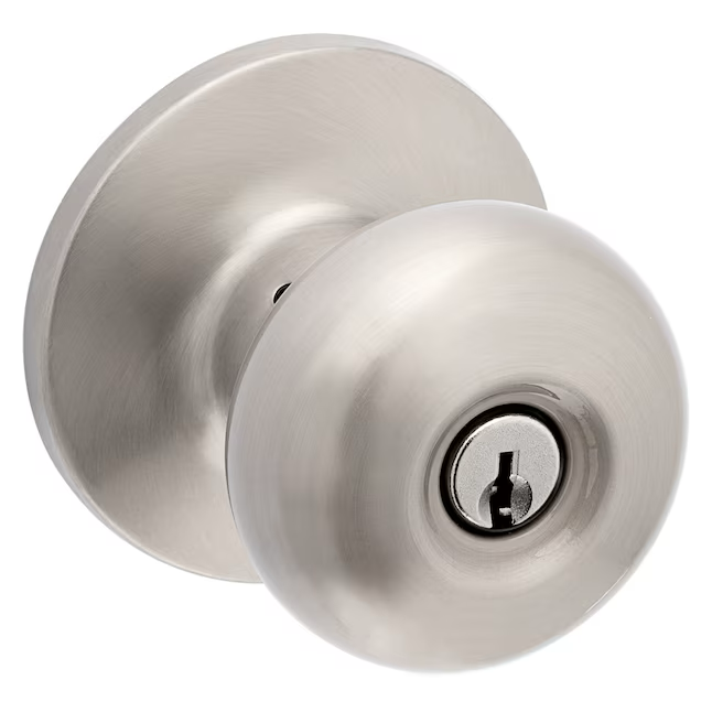 RELIABILT Baron Satin Nickel Exterior Keyed Entry Door Knob