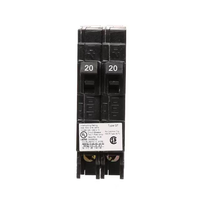 Siemens QT 20-amp/20-amp 1-Pole Tandem Circuit Breaker