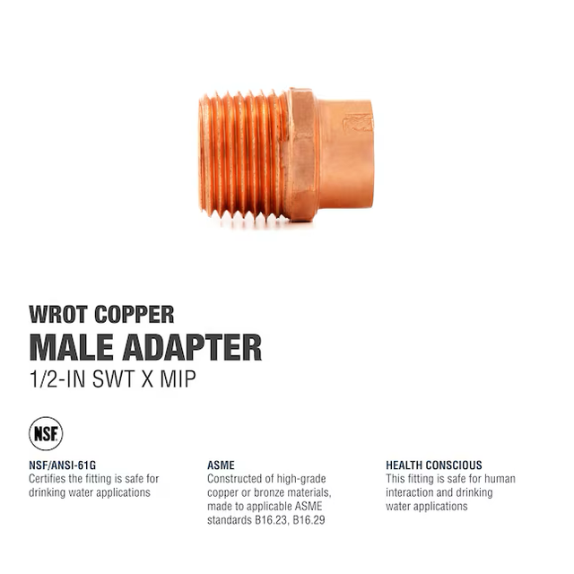 SABER SELECT 1/2-in SWT x 1/2-in MIP Copper Male Adapter