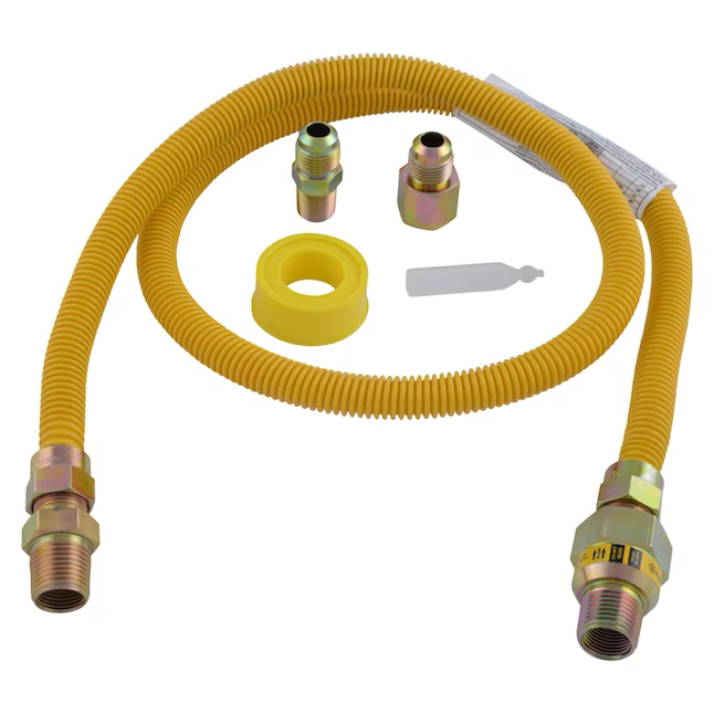 Eastman Kit de instalación de electrodomésticos de gas de acero inoxidable con entrada Mip de 48 pulgadas y 1/2 pulgadas x salida Mip de 3/8 pulgadas