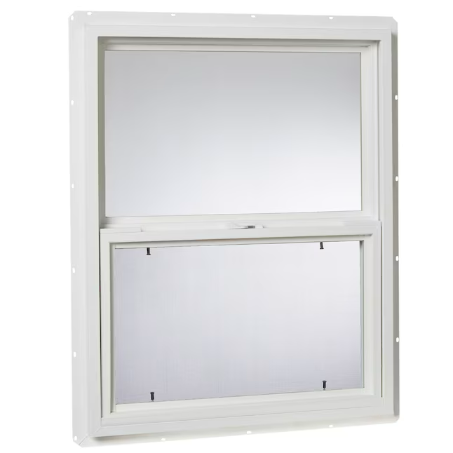 Project Source 20000S Series New Construction 23-1/2-in x 29-1/2-in x 3-in Jamb White Vinyl Single-glazed Single Hung Window Half Screen Included