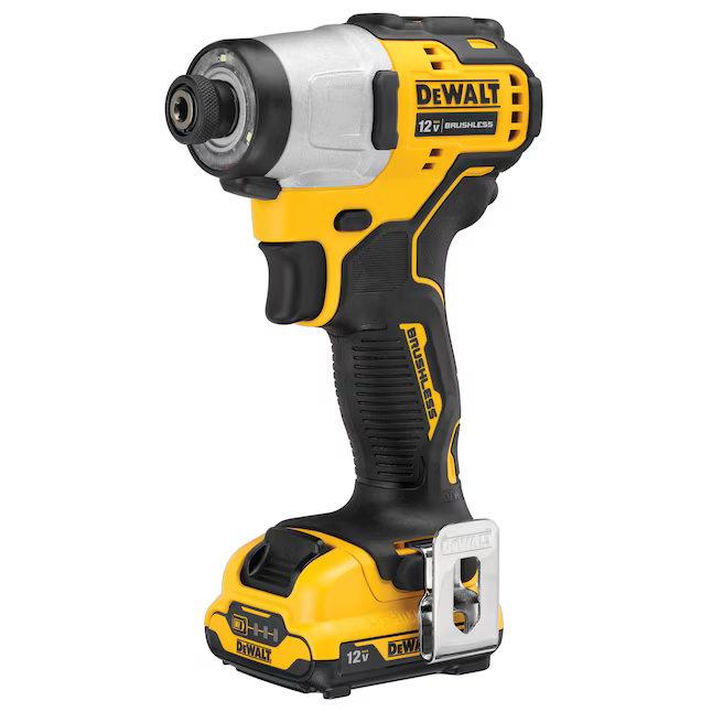 DEWALT XTREME Atornillador de impacto inalámbrico sin escobillas de 12 voltios máx. de 1/4 de pulgada (2 baterías incluidas, cargador incluido y bolsa suave incluida)