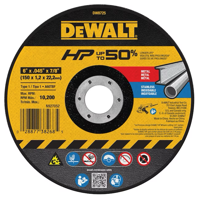 DEWALT 6-Zoll-Hochleistungs-Kreissägeblatt aus Aluminiumoxid