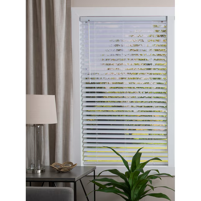 Project Source Premium 2-in Slat Width 34-in x 72-in Cordless White Vinyl Room Darkening Horizontal Blinds