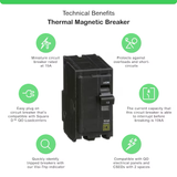 Square D QO 15-amp 2-Pole Standard Trip Circuit Breaker