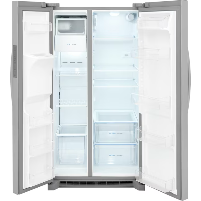 Frigidaire 25,6 Kubikfuß Side-by-Side-Kühlschrank mit Eismaschine, Wasser- und Eisspender (fingerabdruckresistenter Edelstahl) ENERGY STAR