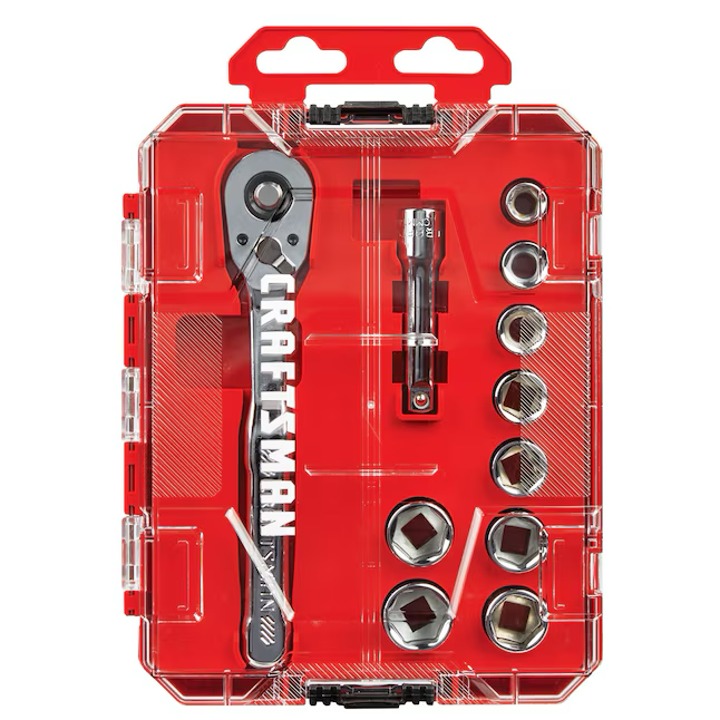 CRAFTSMAN VERSASTACK Juego de herramientas mecánicas estándar (SAE) de cromo pulido de 11 piezas con estuche rígido