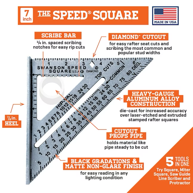 Swanson Tool Company 7 in. Speed Square W/Black Markings