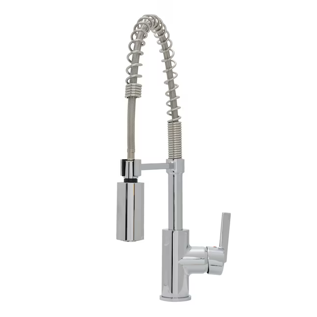 Project Source Flynt Chrome Single Handle Pull-down Kitchen Faucet with Sprayer (Deck Plate)