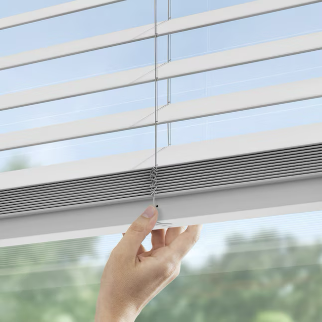 LEVOLOR Trim+Go 2.5-in Slat Width 59-in x 72-in Cordless White Faux Wood Room Darkening Horizontal Blinds