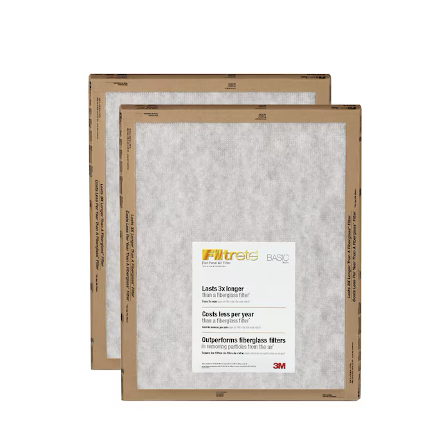 Filtrete 20-in W x 25-in L x 1-in MERV 1 Basic Flat Air Filter (2-Pack)