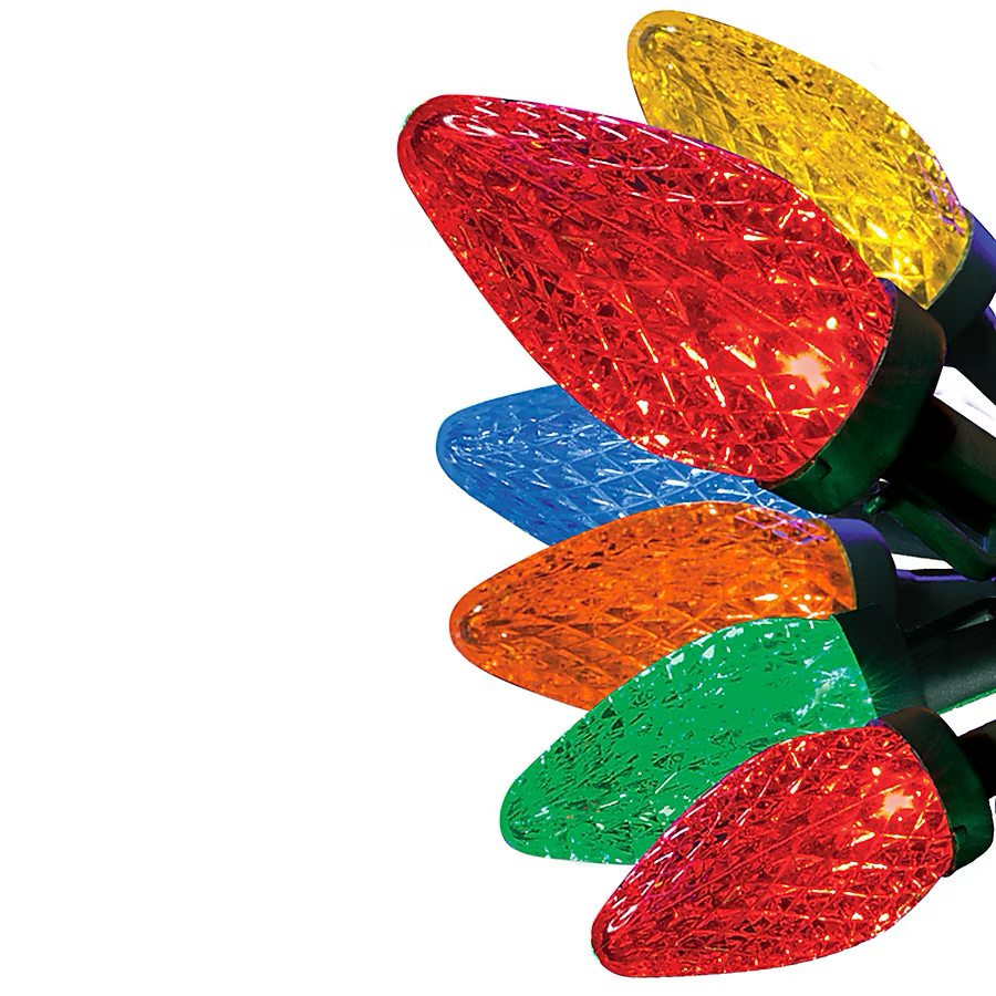 Luces navideñas GE StayBright multicolor con corte de diamante C9, 75 unidades