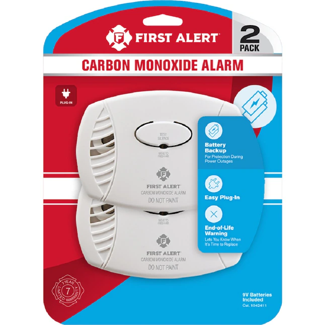 Detector de monóxido de carbono enchufable First Alert, paquete de 2