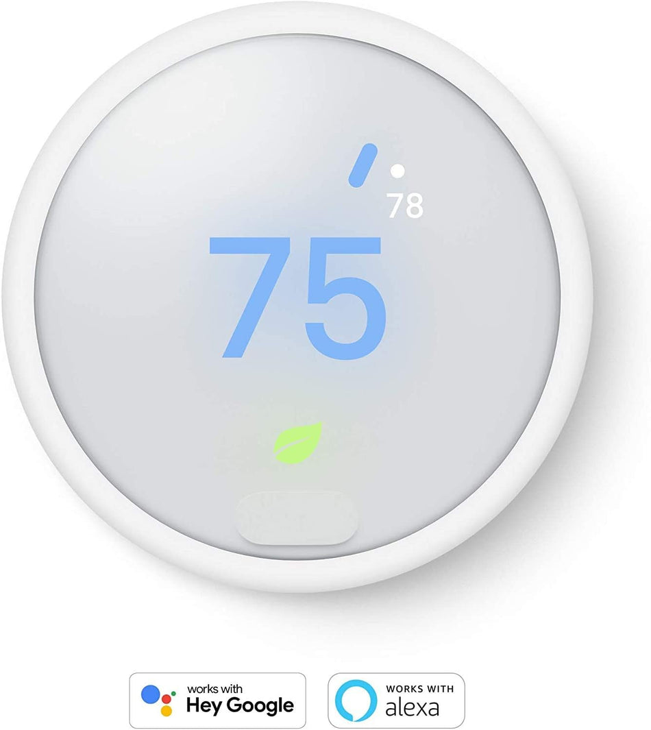 Termostato Google Nest E: termostato inteligente programable para el hogar, termostato Nest de tercera generación (blanco esmerilado), compatible con Alexa