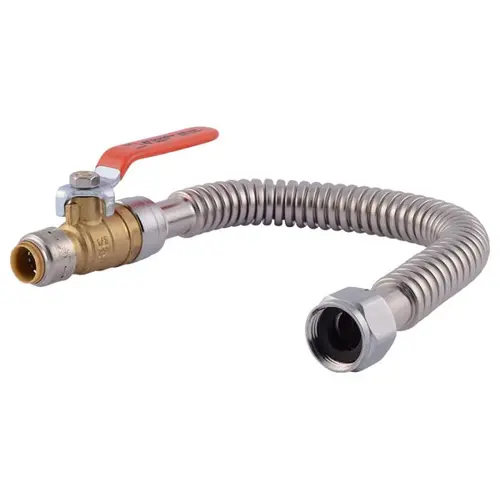 SharkBite Max Brass 3/4 in. FIP x 1/2 in. Push-Fit Ball Valve Corrugated Water Heater Connector (18" Length)