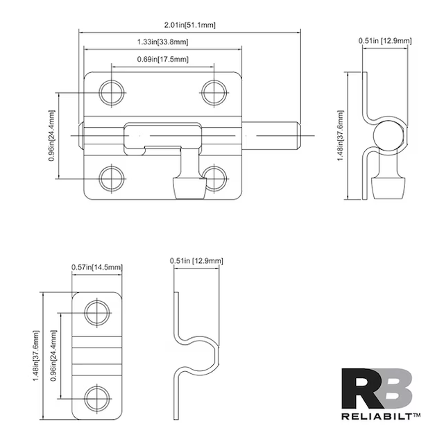 RELIABILT 2-in Polished Brass Steel Barrel Bolt