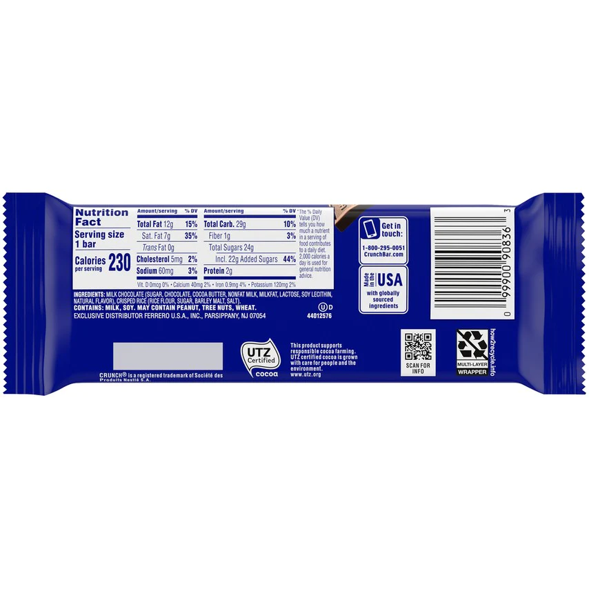 Crunch Milk Chocolate With Crisped Rice Bar (1.55 oz)