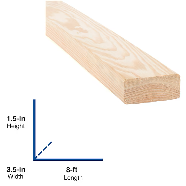 2 Zoll x 4 Zoll x 96 Zoll Weißholz-Bolzen, ofengetrocknet