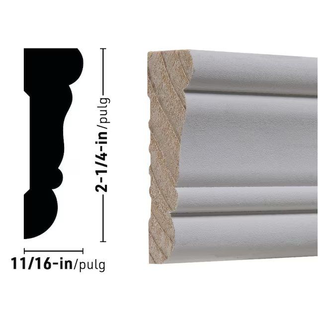 RELIABILT 11/16-in x 2-1/4-in x 14-ft Primed Pine 3100 Casing (12-Pack)