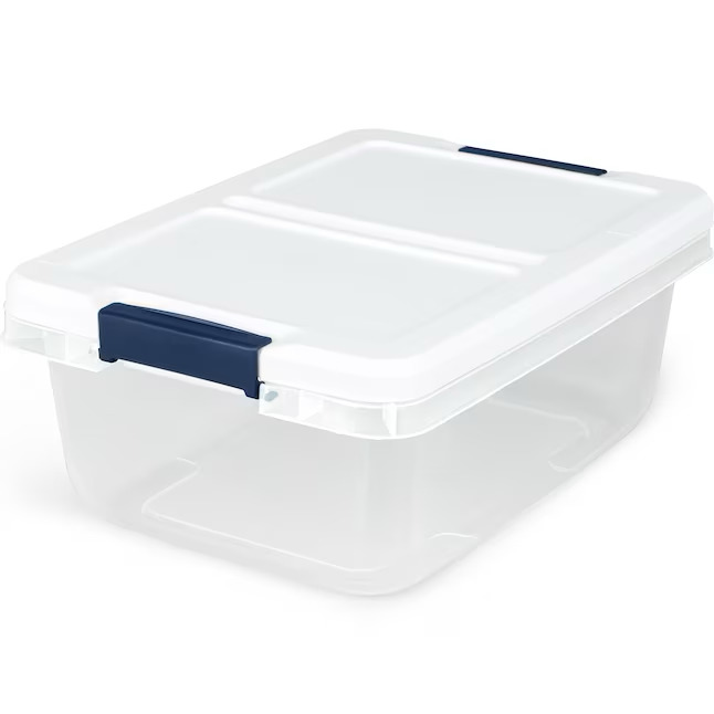 Project Source Small 3.75-Gallons (15-Quart) Clear Base with White Lid Tote with Latching Lid