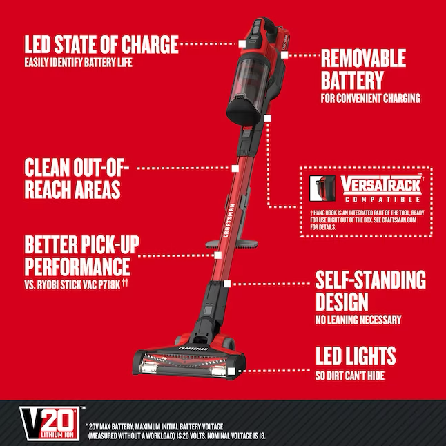 CRAFTSMAN V20 20 Volt Cordless Pet Stick Vacuum