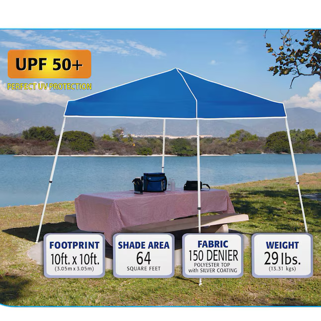 Z-Shade 10-ft x 10-ft Rectangle White Steel Frame with Blue Fabric Top Pop-up Canopy