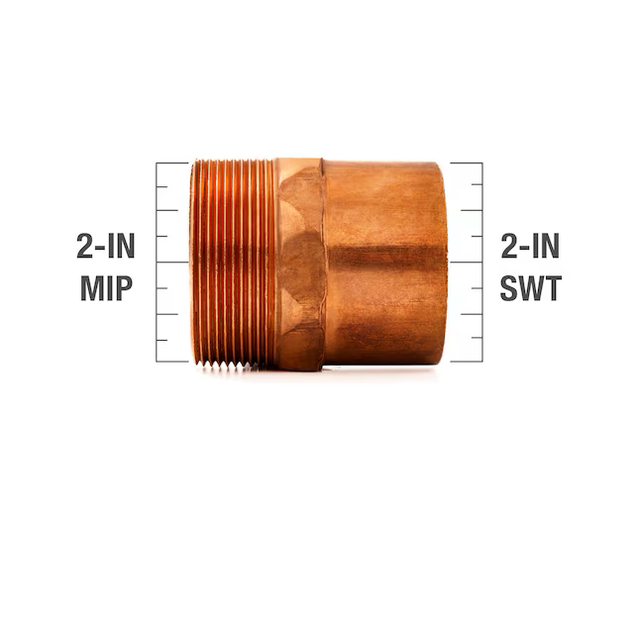 Adaptador macho de cobre de 2 pulgadas Streamline