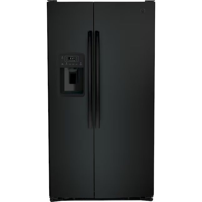 GE 25.3-cu ft Side-by-Side Refrigerator with Ice Maker, Water and Ice Dispenser (Black)